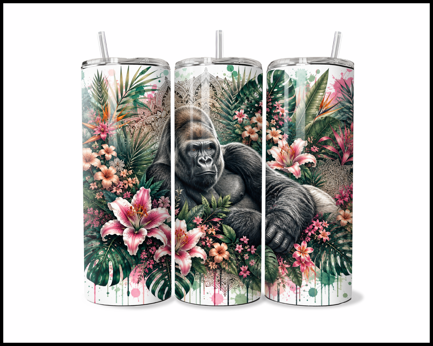 Botanical Bliss - Gorilla Stainless Steel Tumbler (5832)