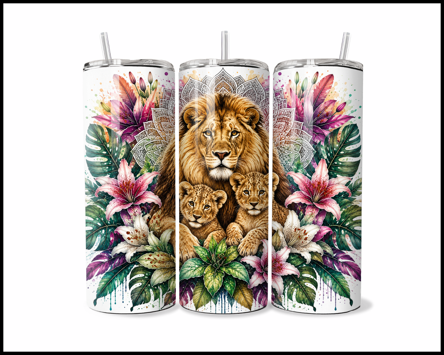 Botanical Bliss - Lion Stainless Steel Tumbler (5835)