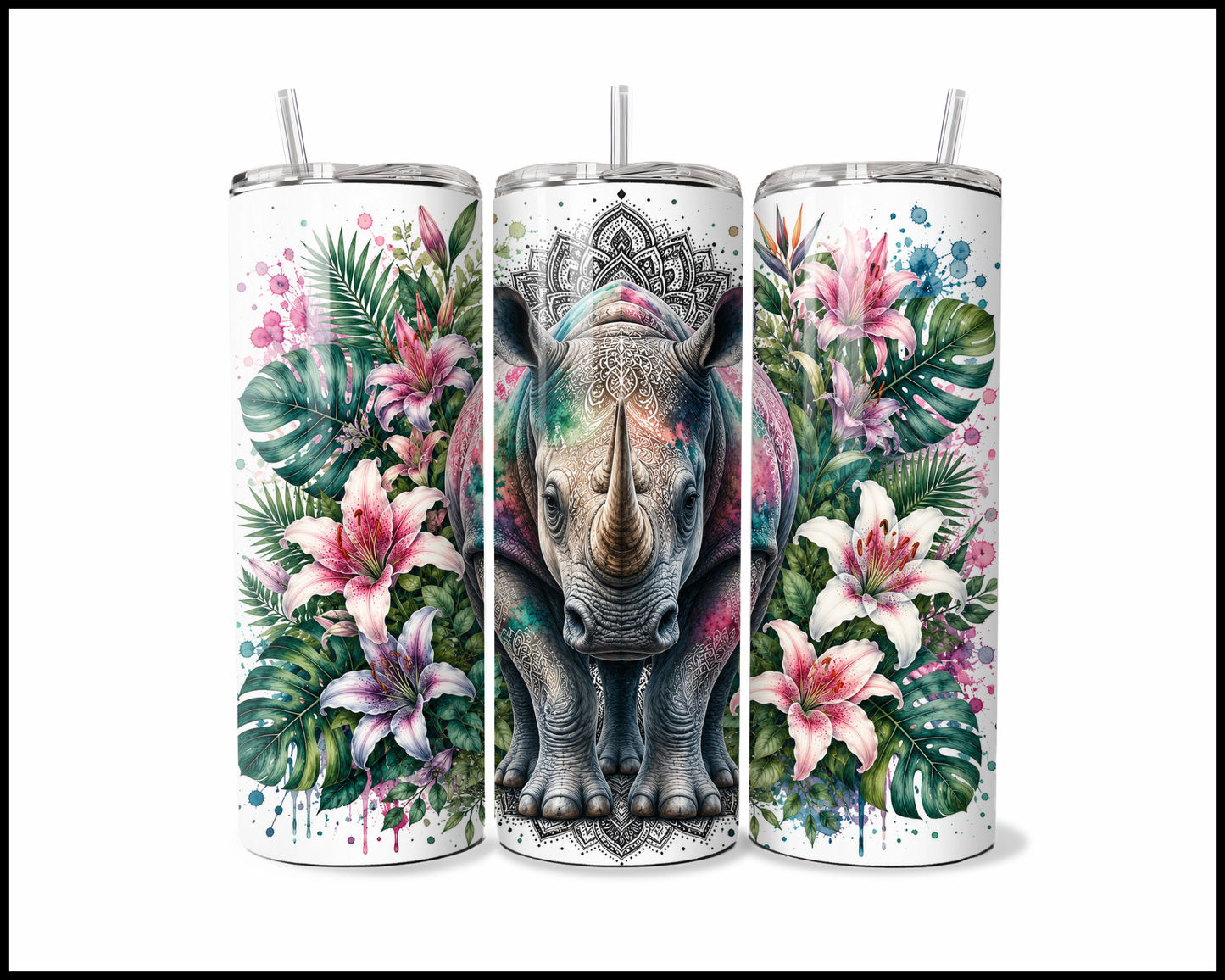 Botanical Bliss - Rhinoceros Stainless Steel Tumbler (5837)