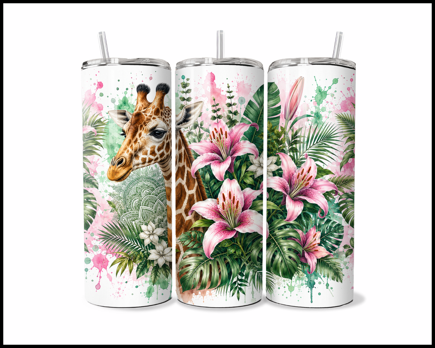 Botanical Bliss - Giraffe Stainless Steel Tumbler (5838)