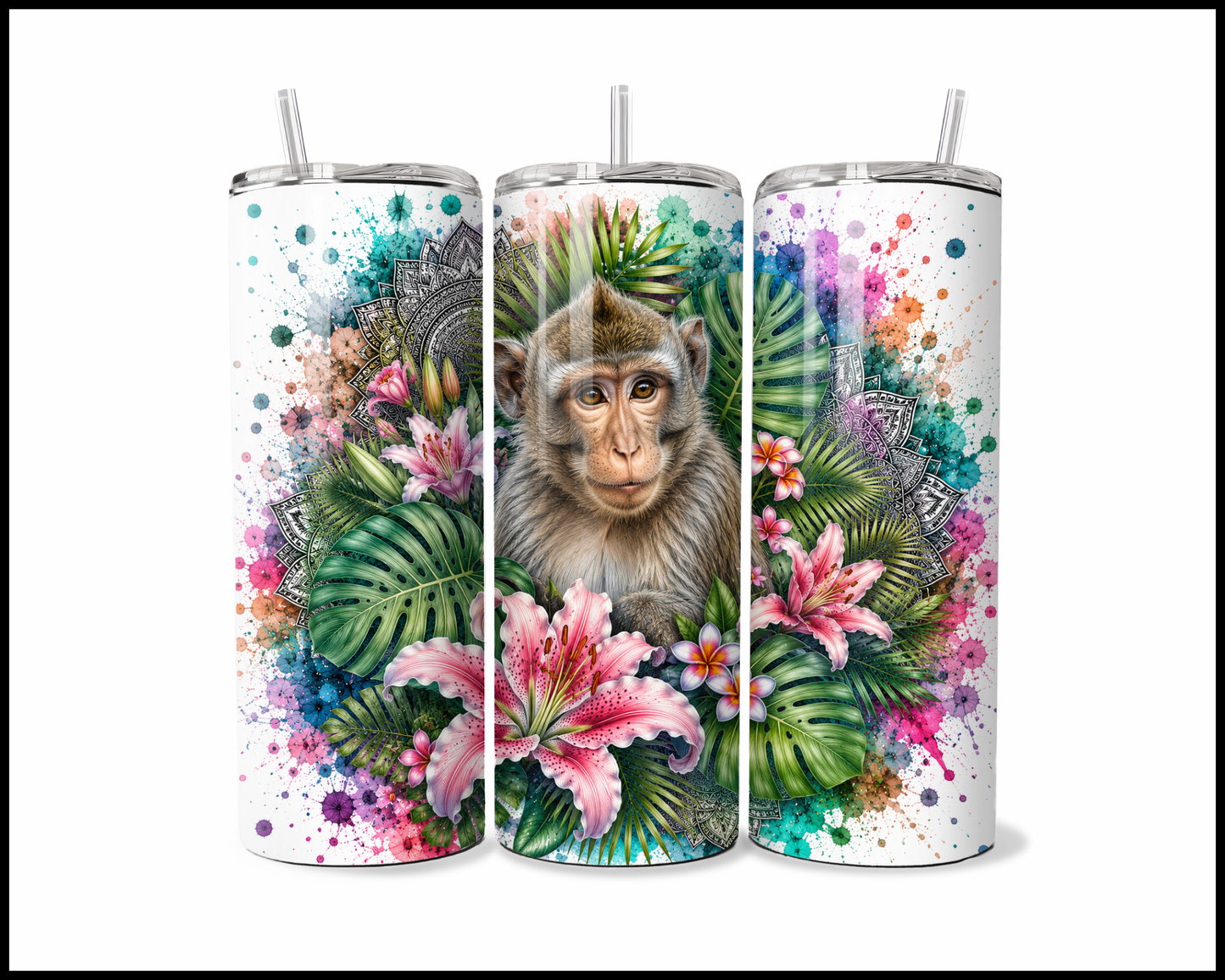 Botanical Bliss - Macaque Stainless Steel Tumbler (5839)