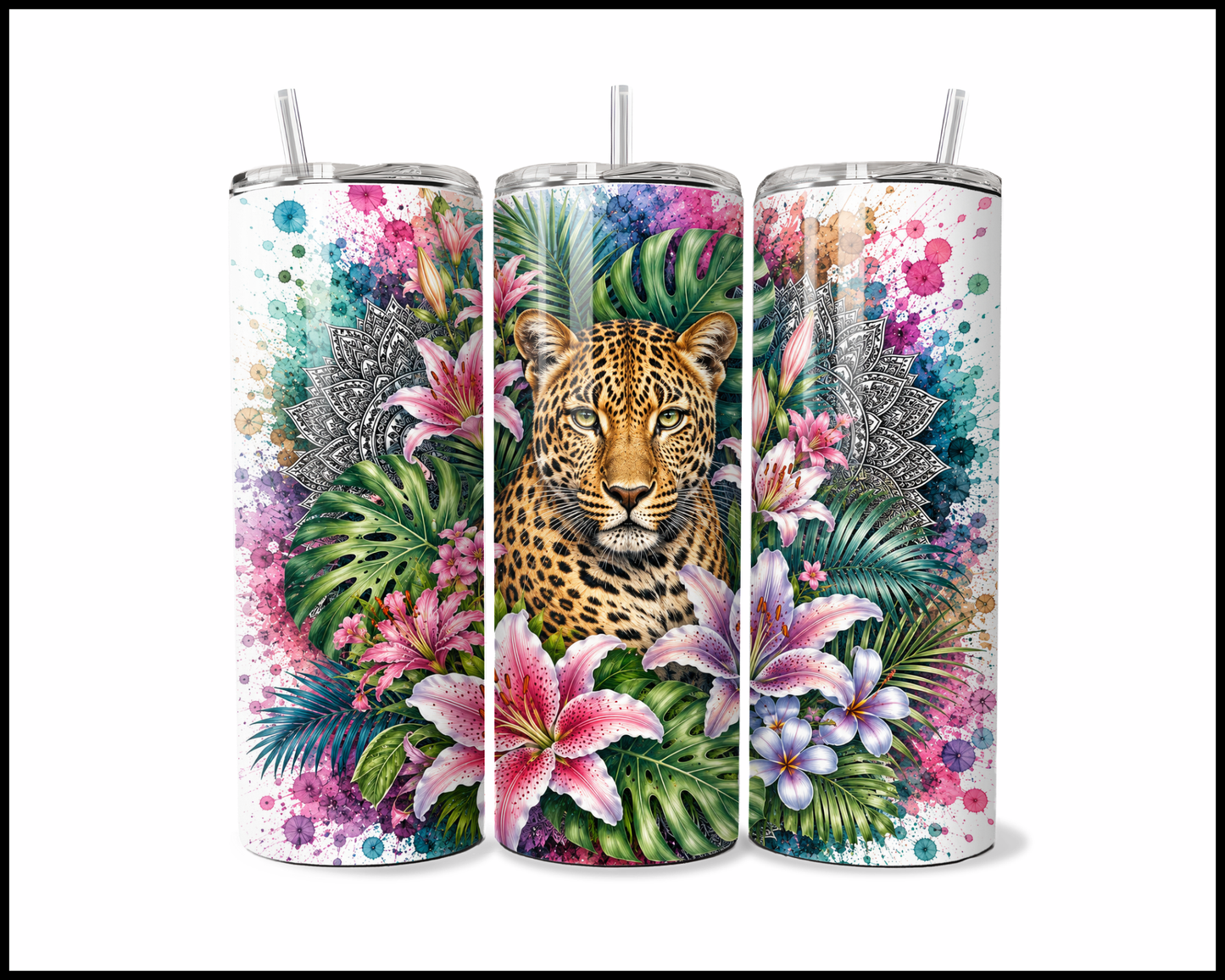 Botanical Bliss - Leopard Stainless Steel Tumbler (5840)