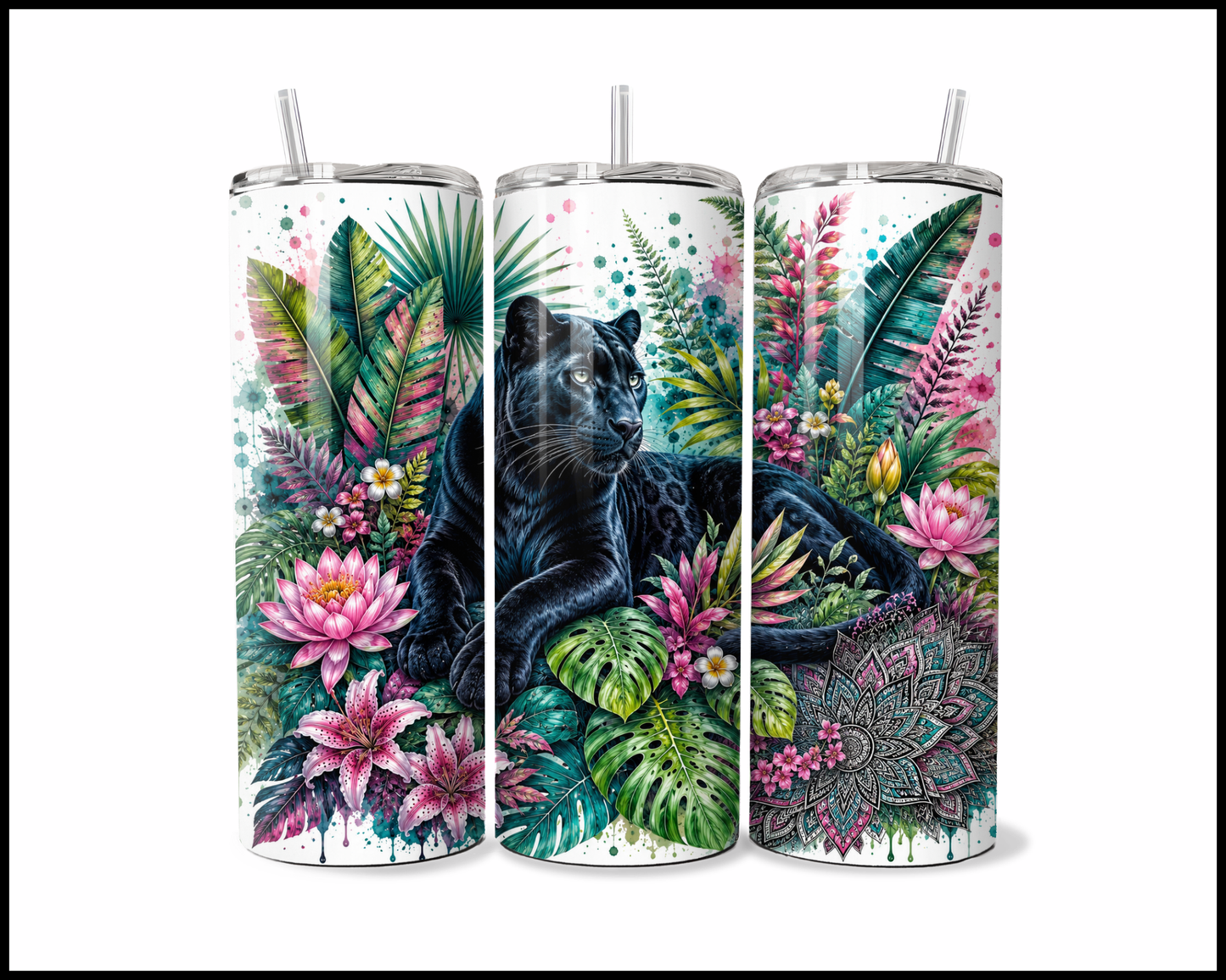 Botanical Bliss - Black Panther Stainless Steel Tumbler (5843)