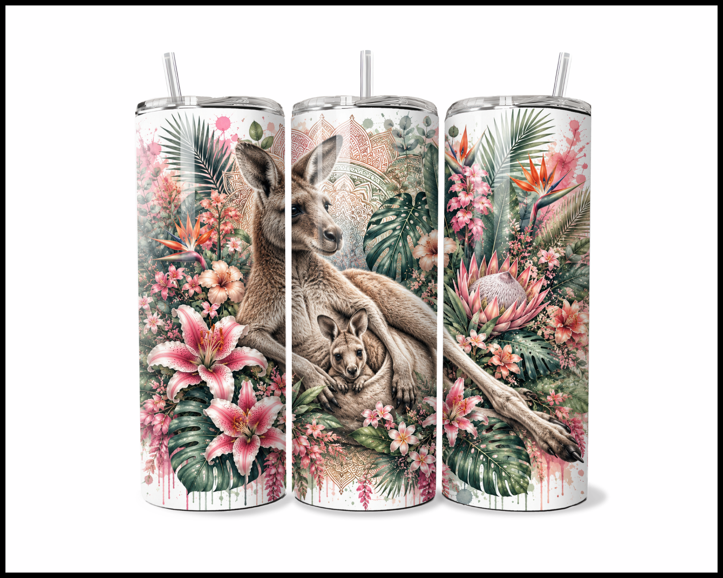 Botanical Bliss - Kangaroo Stainless Steel Tumbler (5844)