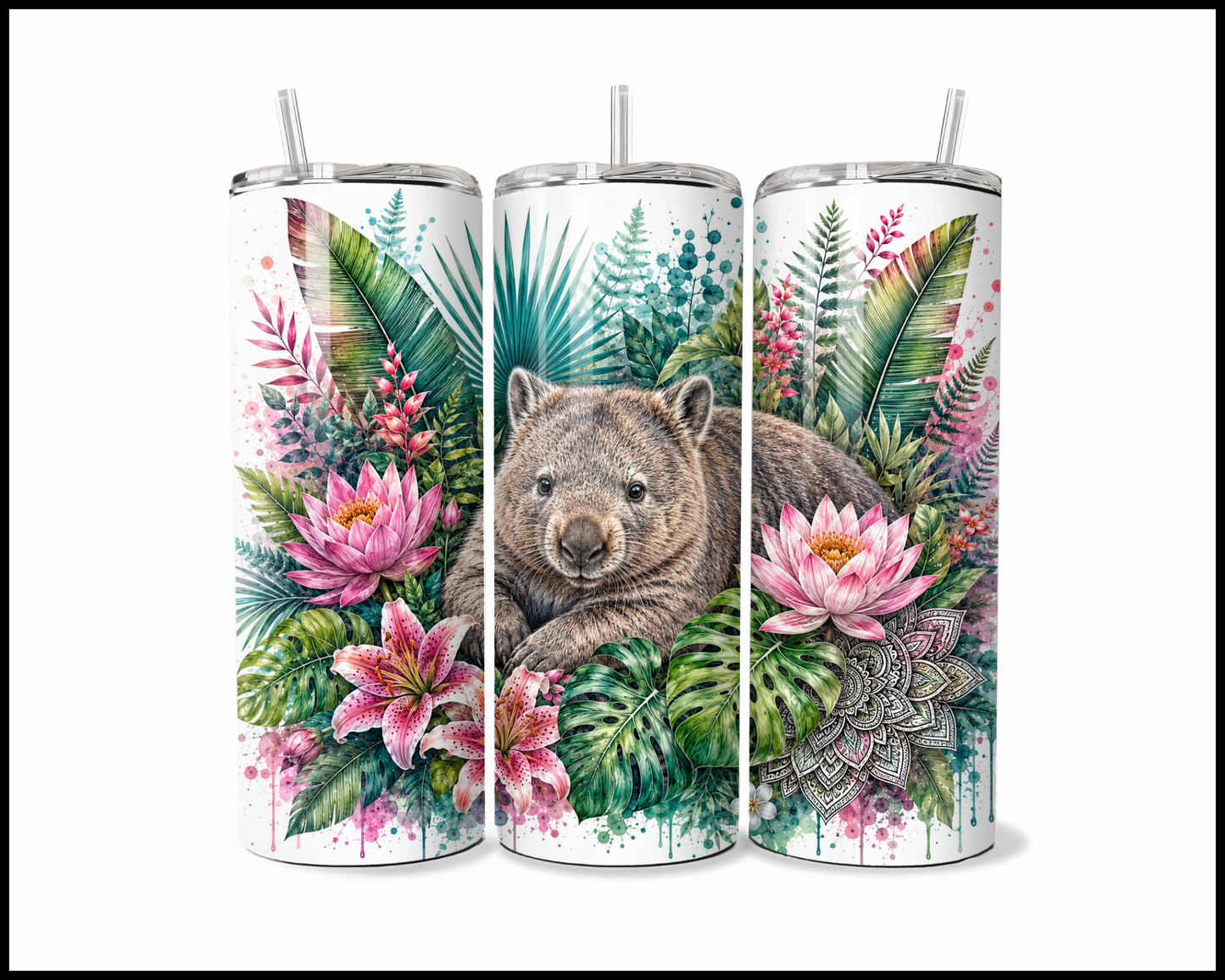 Botanical Bliss - Wombat Stainless Steel Tumbler (5847)