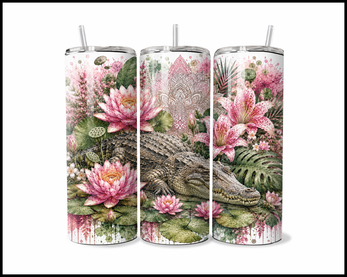 Botanical Bliss - Crocodile Stainless Steel Tumbler (5851)