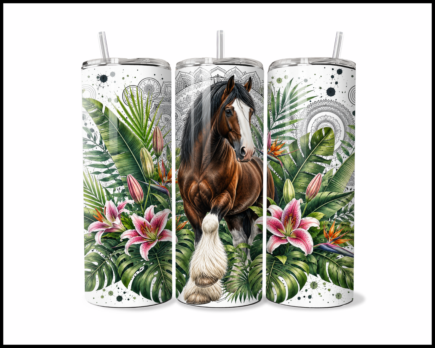 Botanical Bliss - Clydesdale Horse Stainless Steel Tumbler (5858)