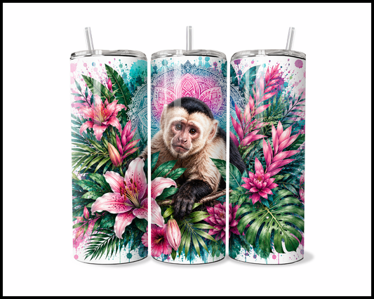 Botanical Bliss - Capuchin Monkey Stainless Steel Tumbler (5873)