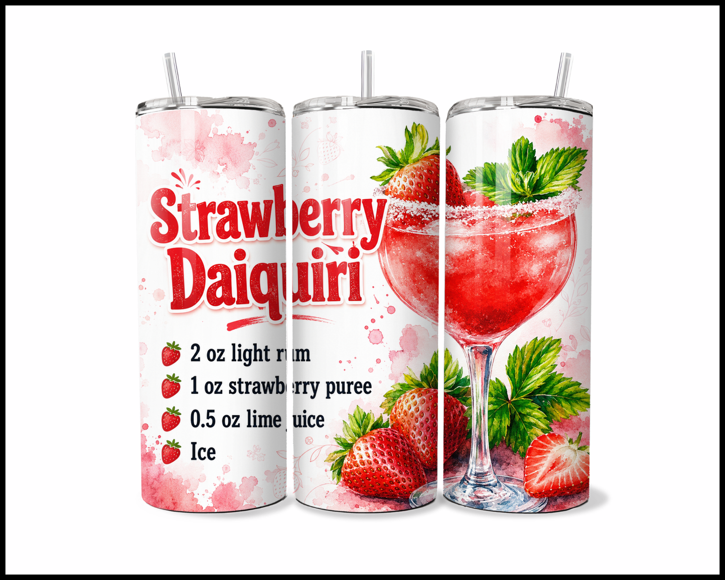 Happy Hour Recipes - Strawberry Daiquiri Stainless Steel Tumbler (5991)