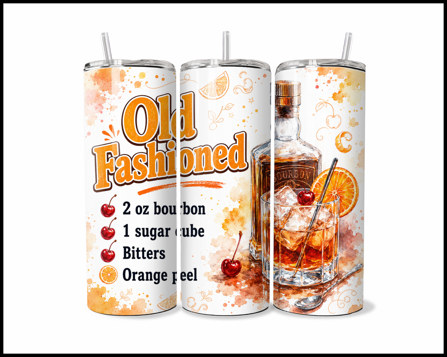 Happy Hour Recipes - Old Fashioned Stainless Steel Tumbler (5992)