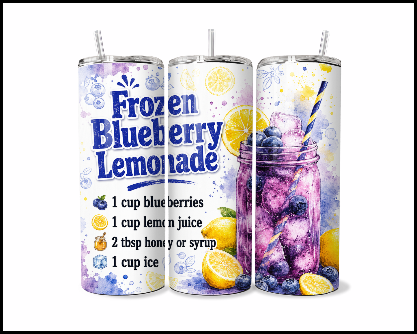Happy Hour Recipes - Frozen Blueberry Lemonade Stainless Steel Tumbler (5993)