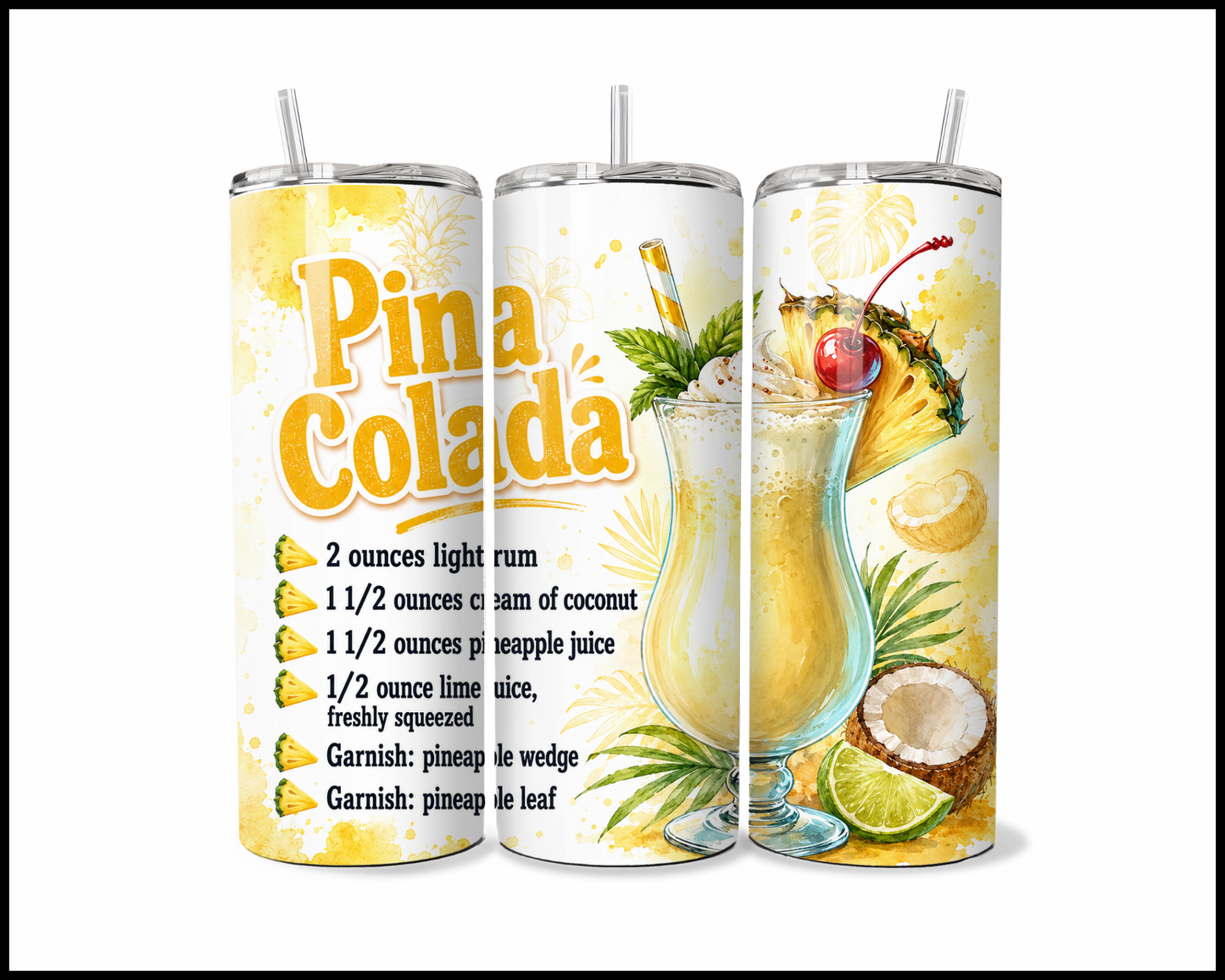 Happy Hour Recipes - Pina Colada Stainless Steel Tumbler (5996)