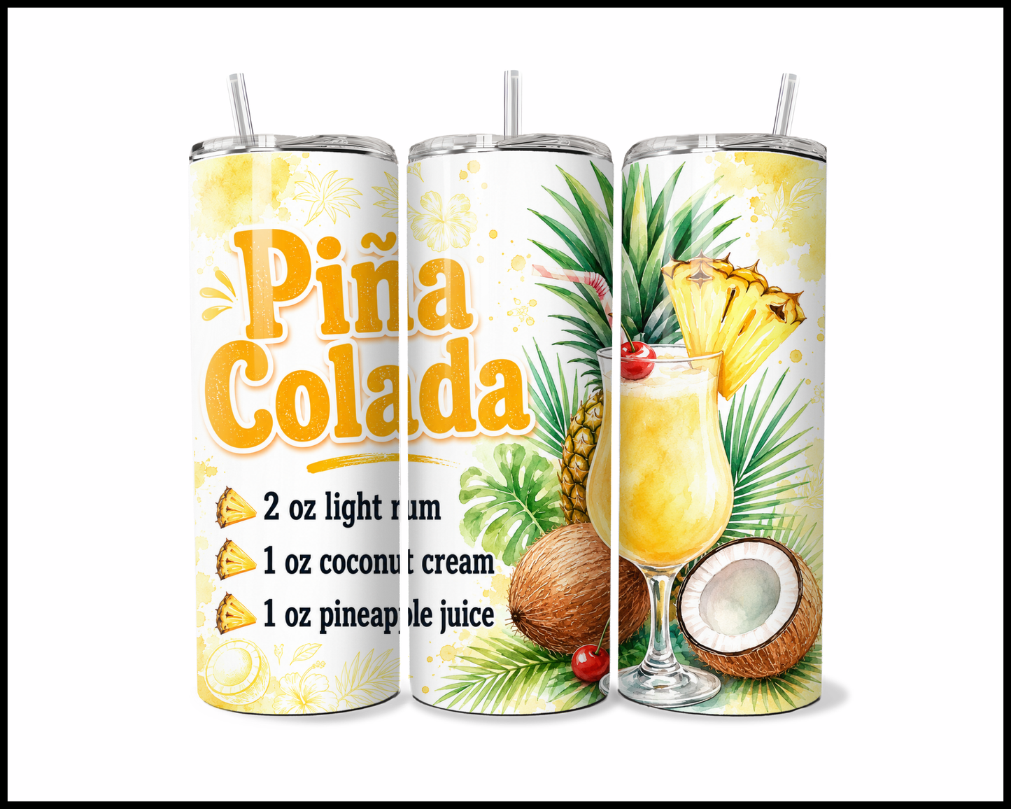 Happy Hour Recipes - Pina Colada Stainless Steel Tumbler (5997)
