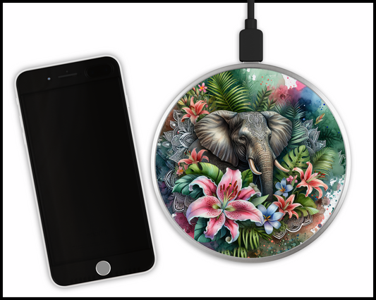 Tropical Elephant Sublimated Wireless Phone Charger (006)