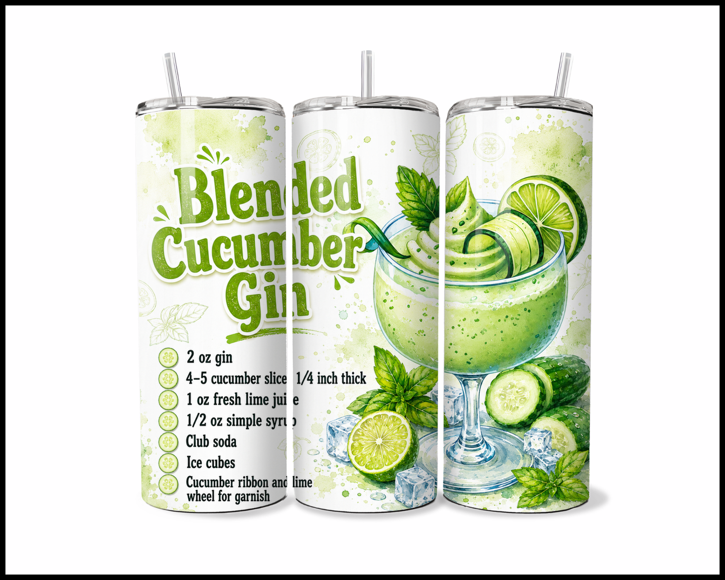 Happy Hour Recipes - Blended Cucumber Gin Stainless Steel Tumbler (6000)
