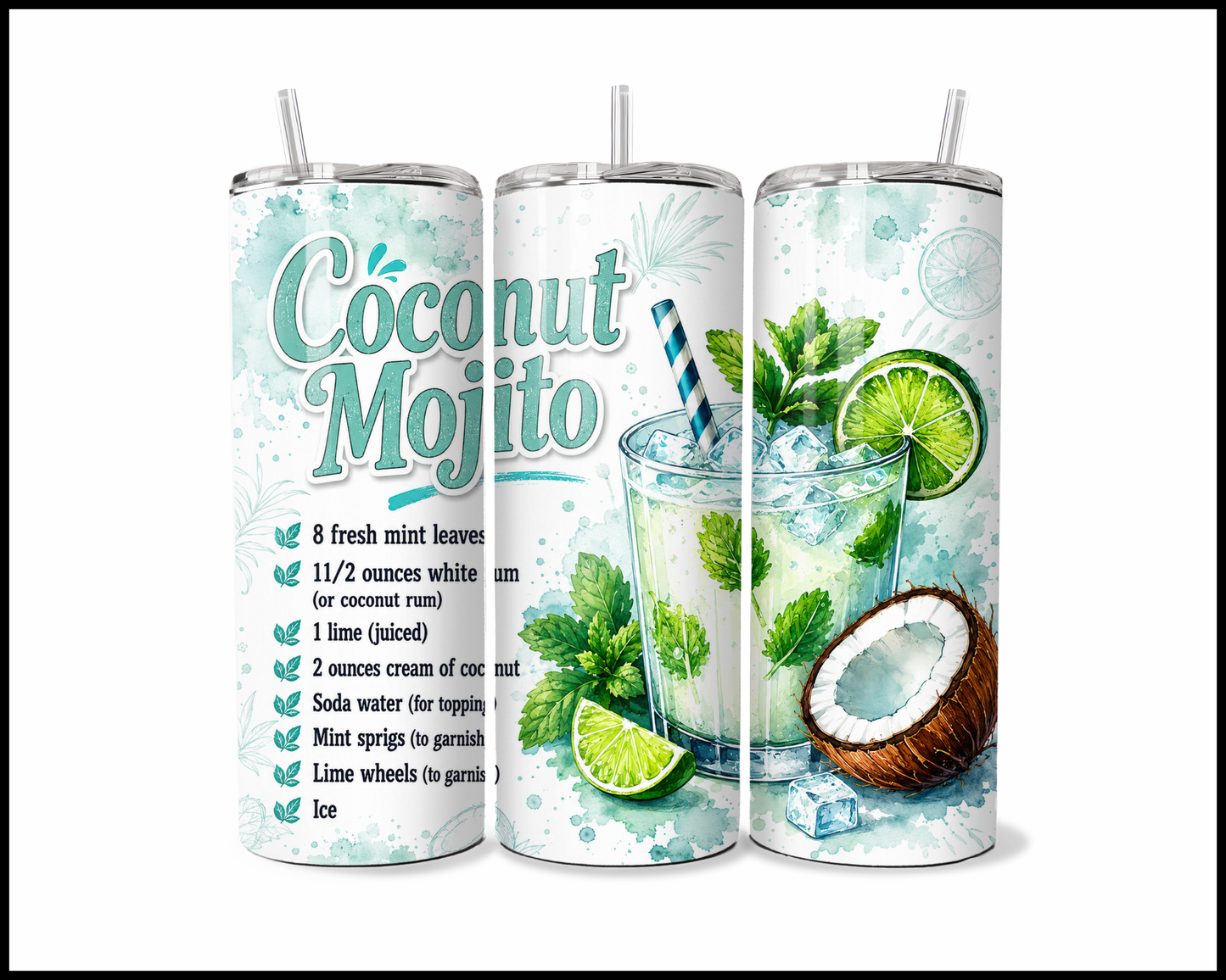 Happy Hour Recipes - Coconut Mojito Stainless Steel Tumbler (6002)