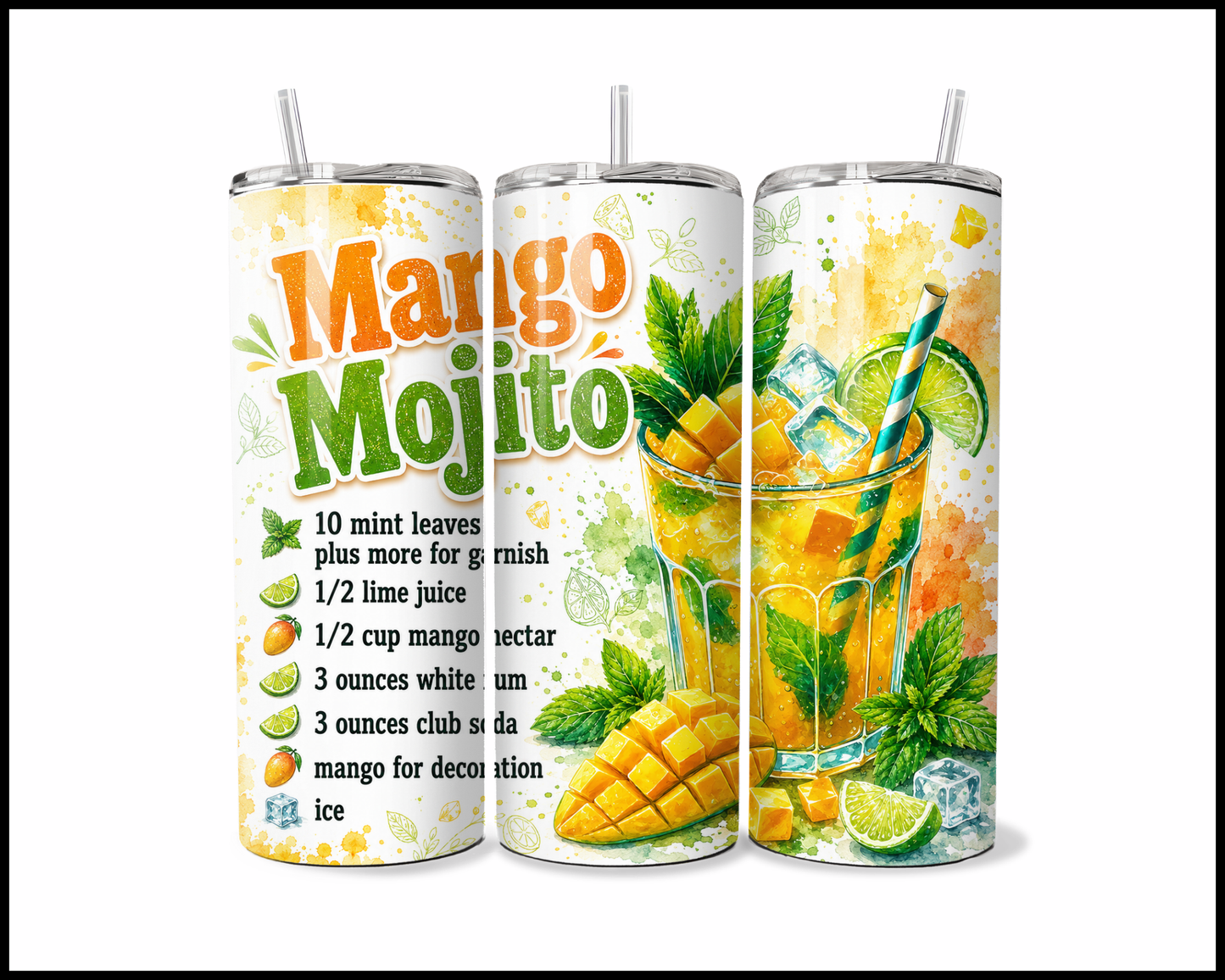 Happy Hour Recipes - Mango Mojito Stainless Steel Tumbler (6003)