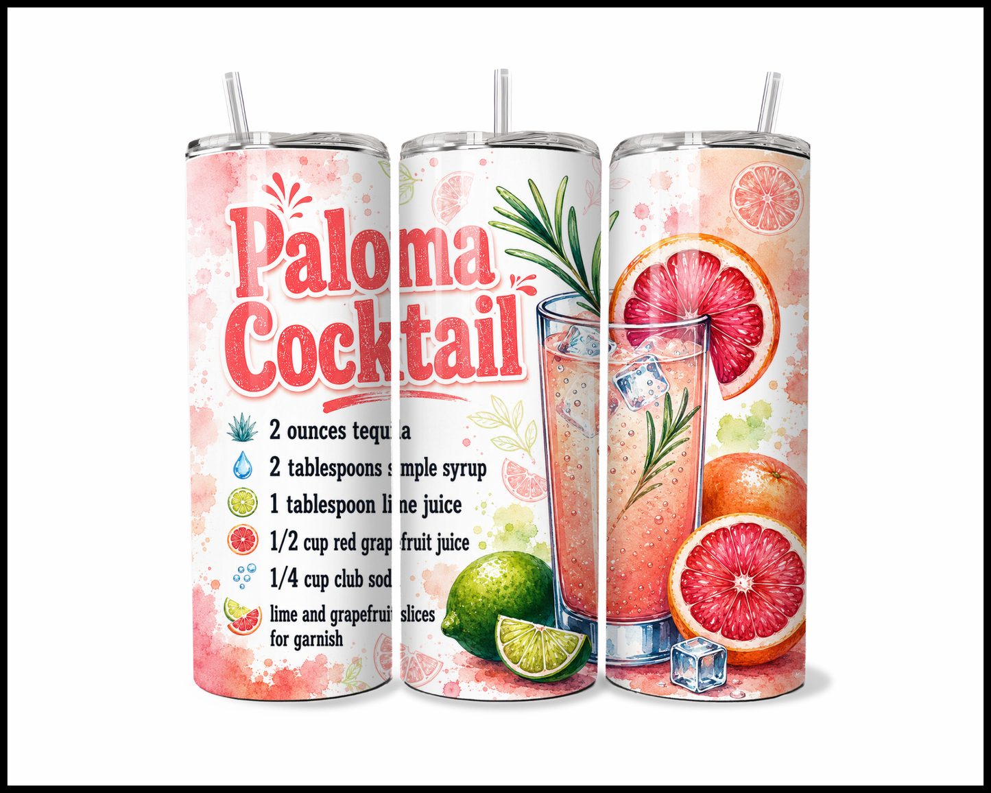 Happy Hour Recipes - Paloma Cocktail Stainless Steel Tumbler (6004)
