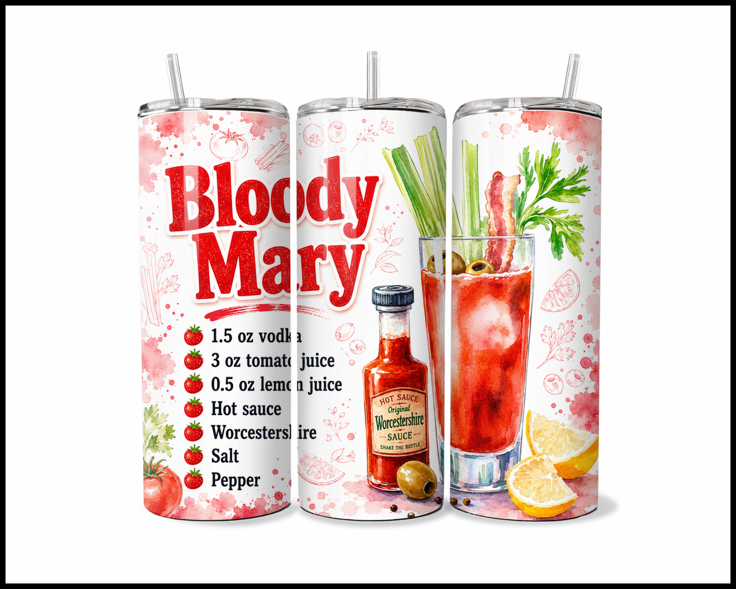 Happy Hour Recipes - Bloody Mary Stainless Steel Tumbler (6016)