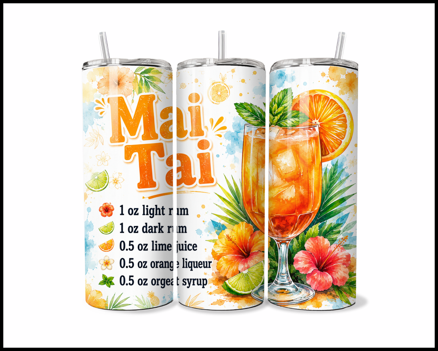 Happy Hour Recipes - Mai Tai Stainless Steel Tumbler (6017)