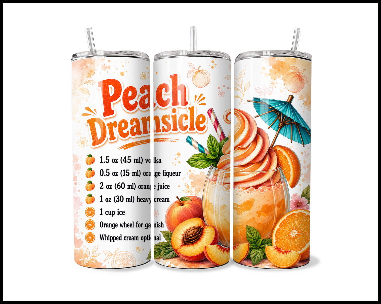Happy Hour Recipes - Peach Dreamsicle Stainless Steel Tumbler (6020)