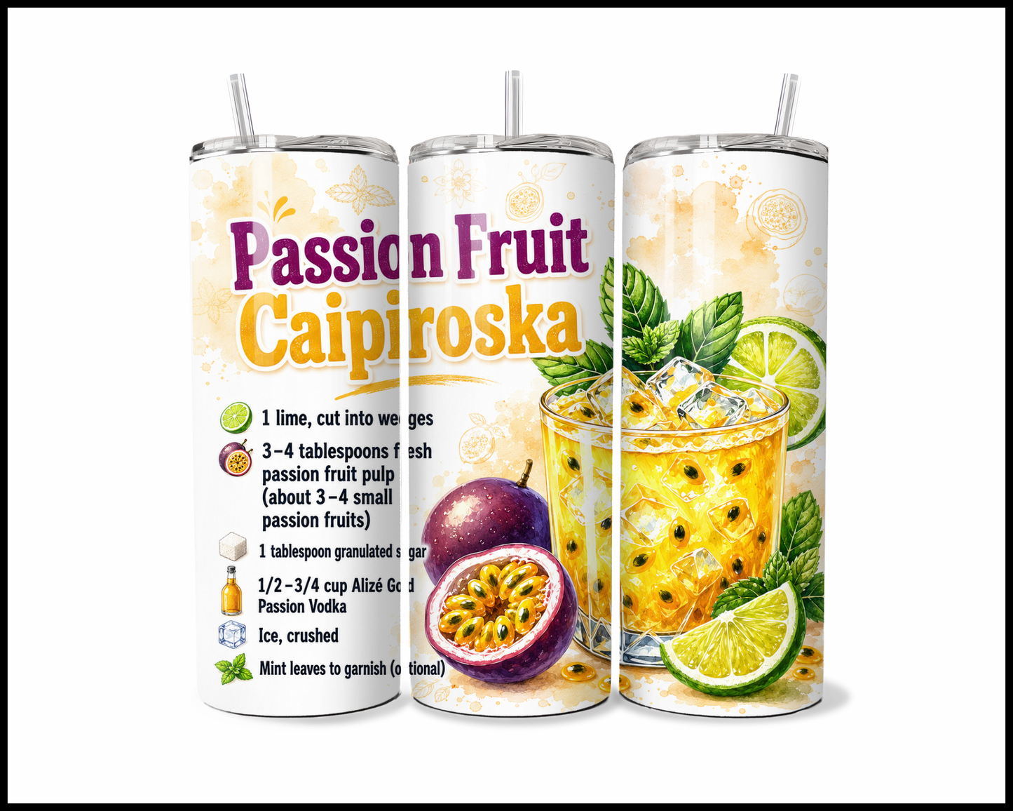 Happy Hour Recipes - Passionfruit Caipiroska Stainless Steel Tumbler (6021)