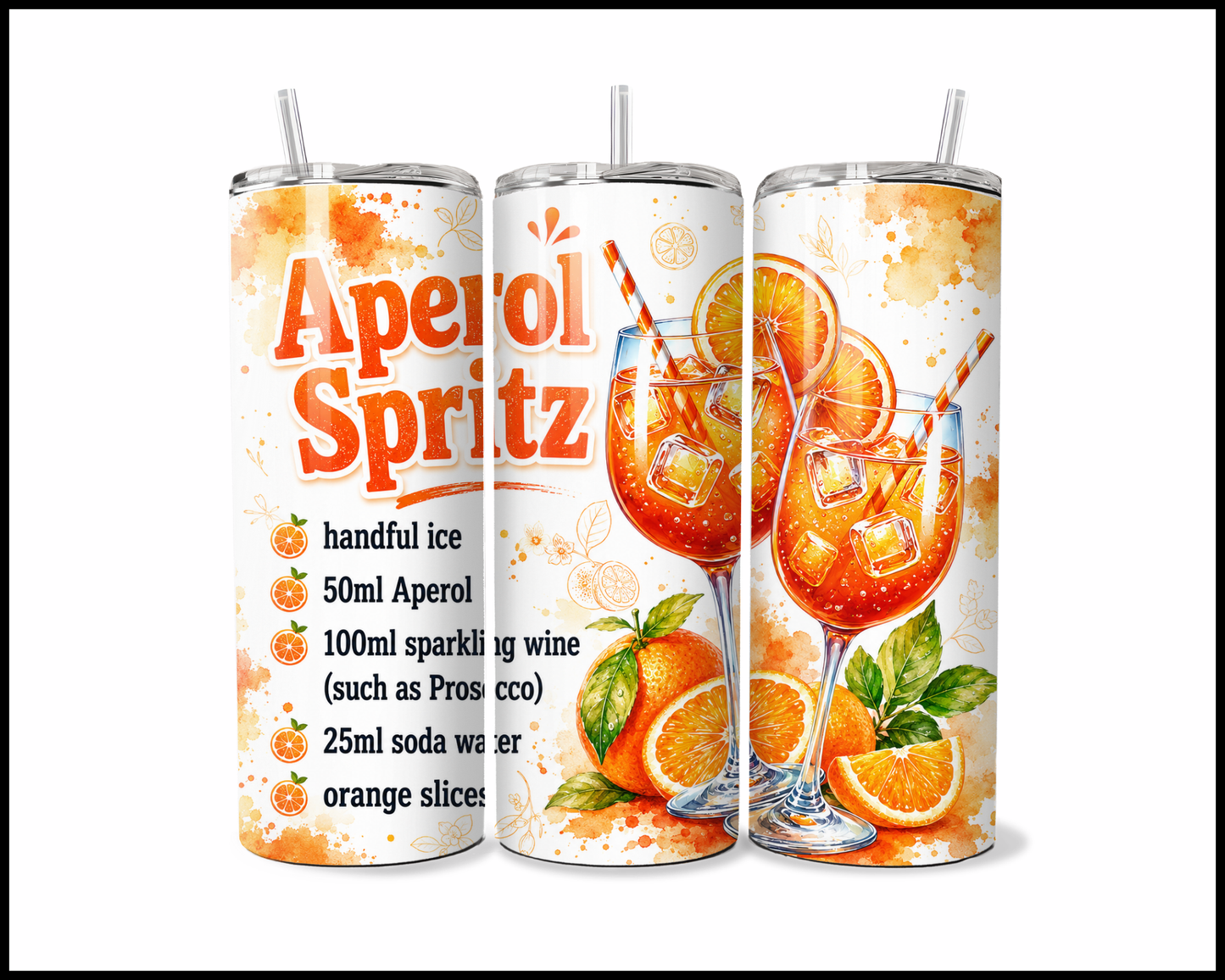 Happy Hour Recipes - Aperol Spritz Stainless Steel Tumbler (6026)