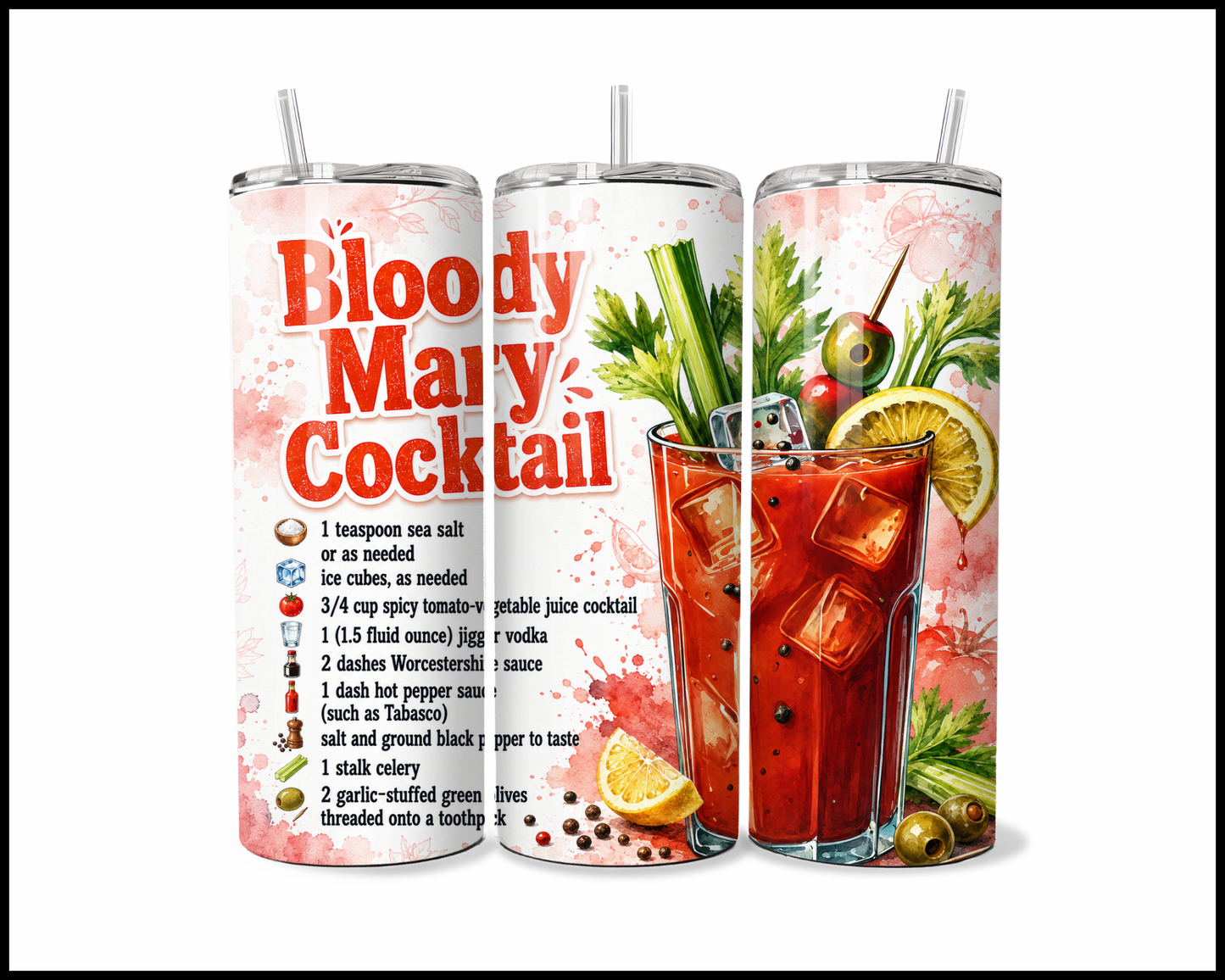 Happy Hour Recipes - Bloody Mary Stainless Steel Tumbler (6029)