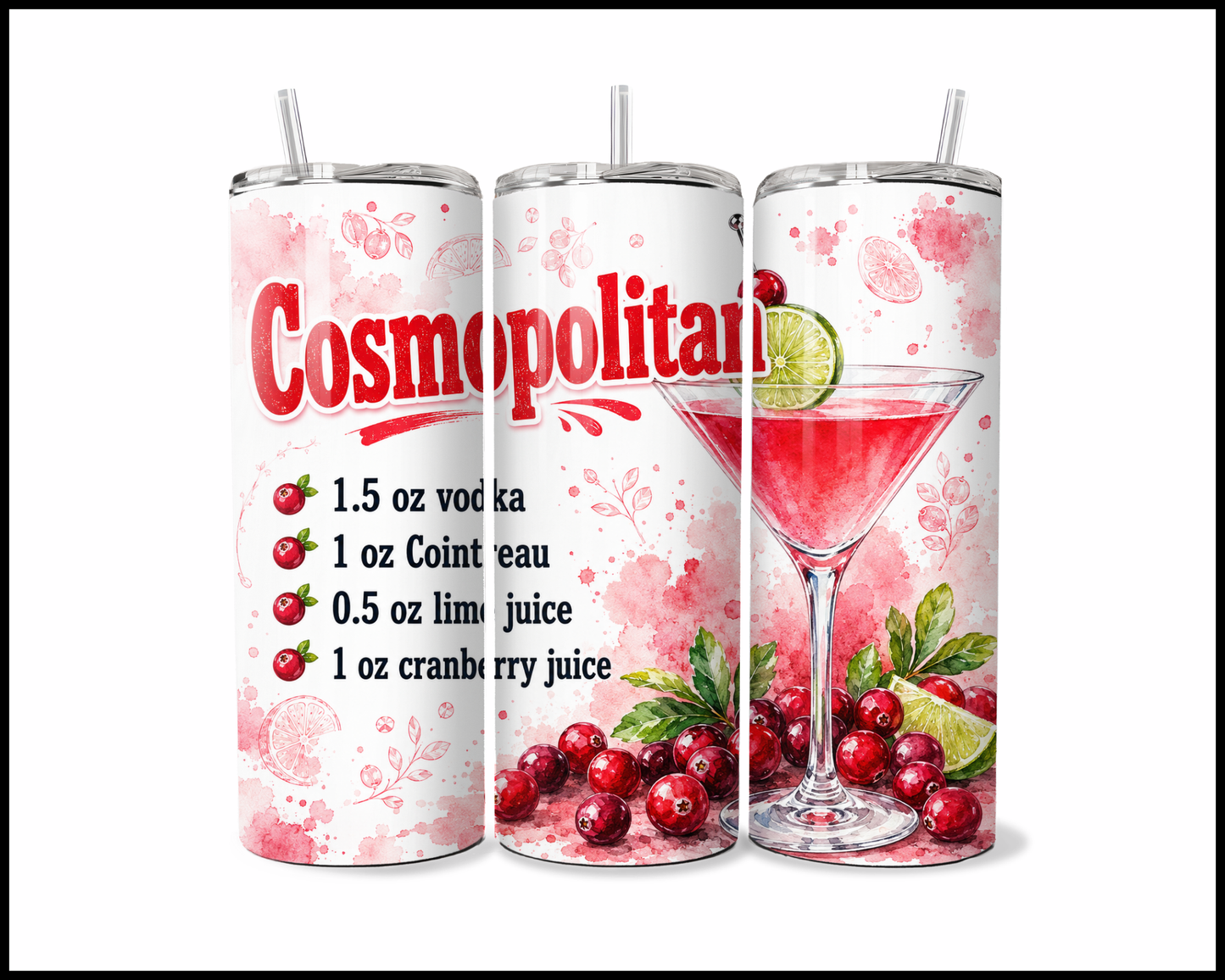 Happy Hour Recipes - Cosmopolitan Stainless Steel Tumbler (6031)