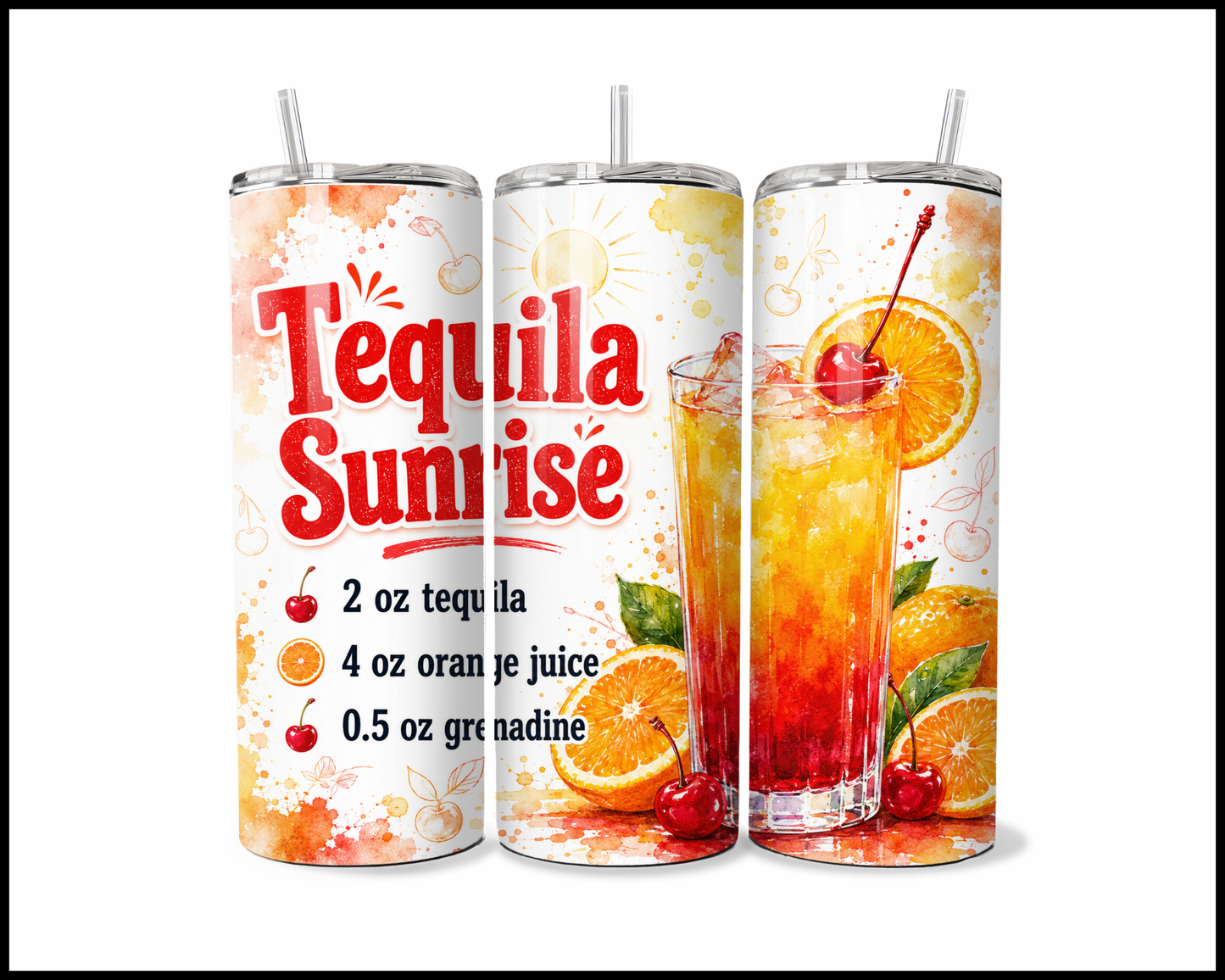Happy Hour Recipes - Tequila Sunrise Stainless Steel Tumbler (6032)