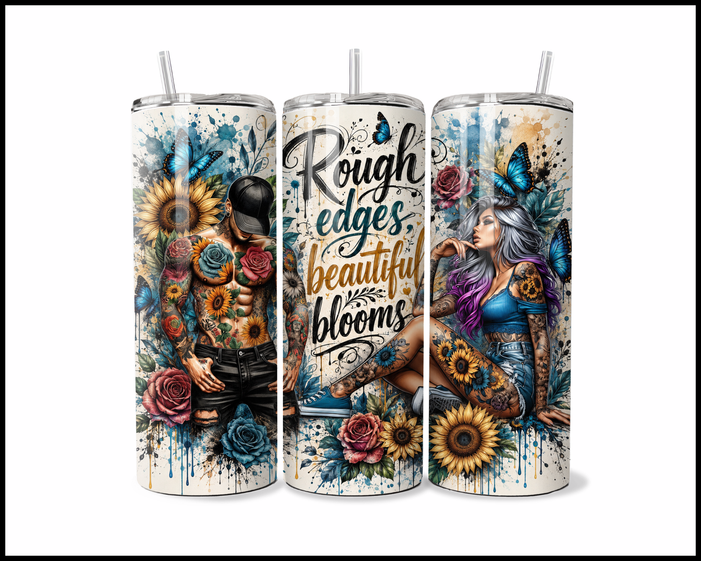 Rough Edges Beautiful Blooms Stainless Steel Tumbler (6059)