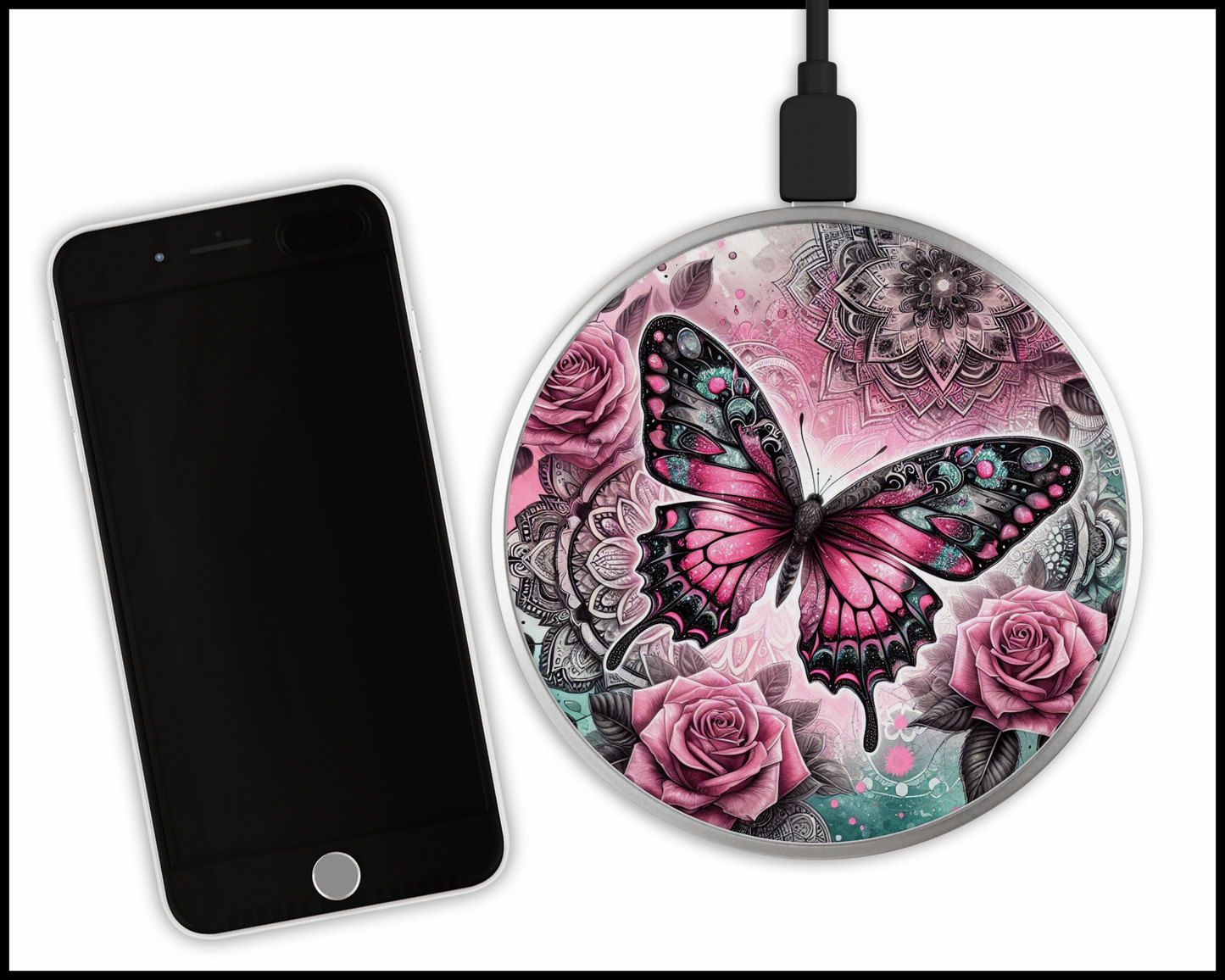 Butterfly Sublimated Wireless Phone Charger (060)