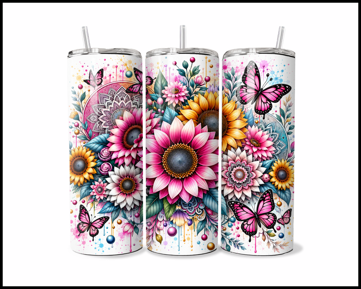 Boho Butterfly Garden Stainless Steel Tumbler (6270)