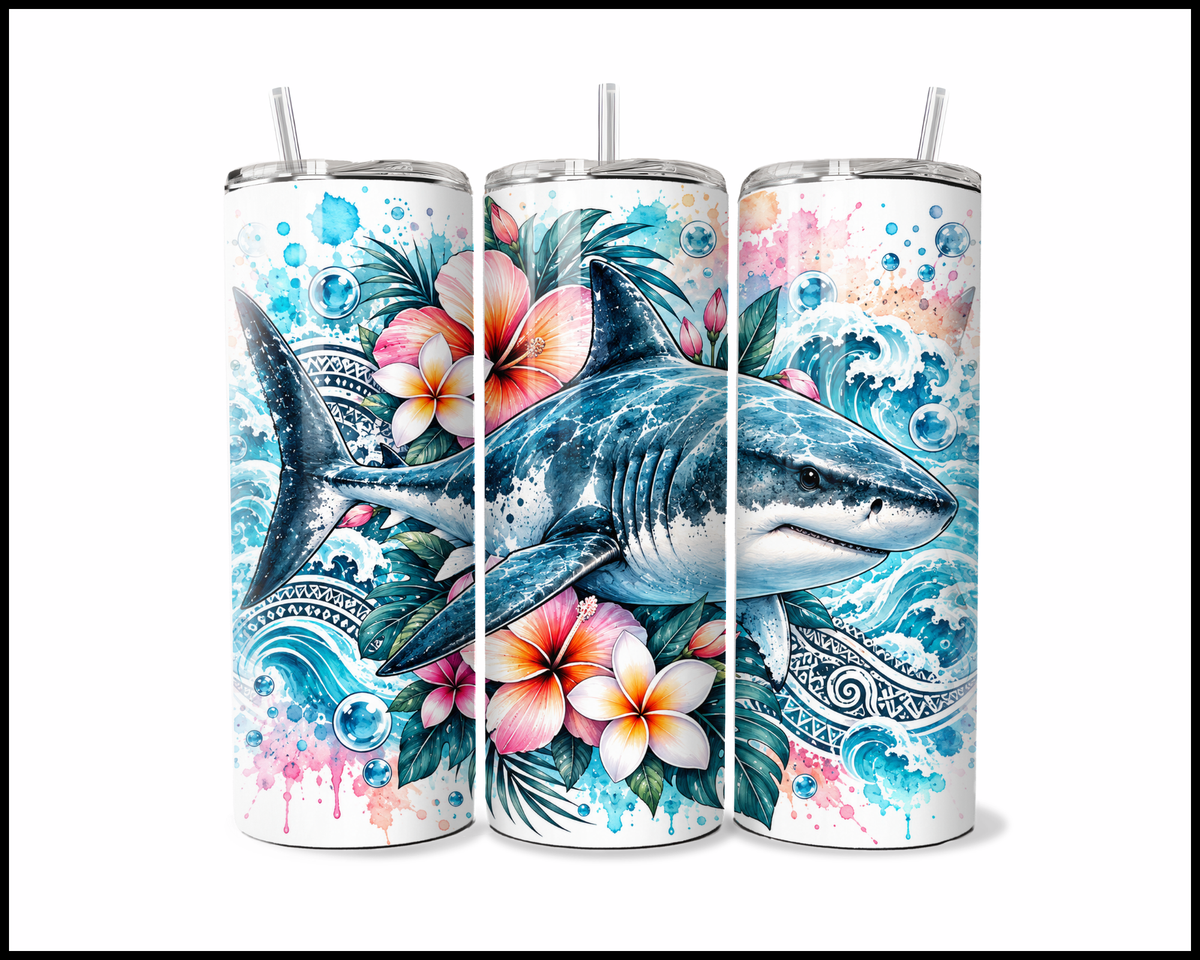 Floral Deep Blue Stainless Steel Tumbler (6293)
