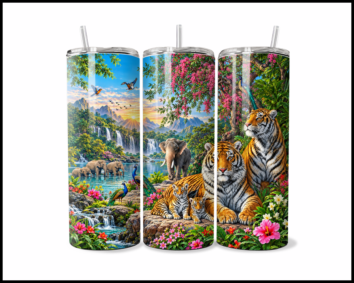 Tiger Tails & Elephant Trails Stainless Steel Tumbler (6308)