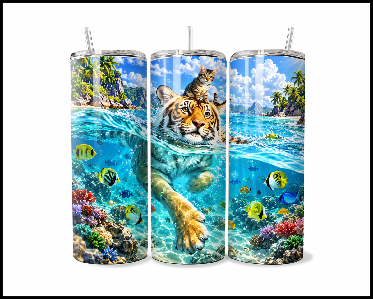 Kitty’s Tropical Reef Ride Stainless Steel Tumbler (6338)