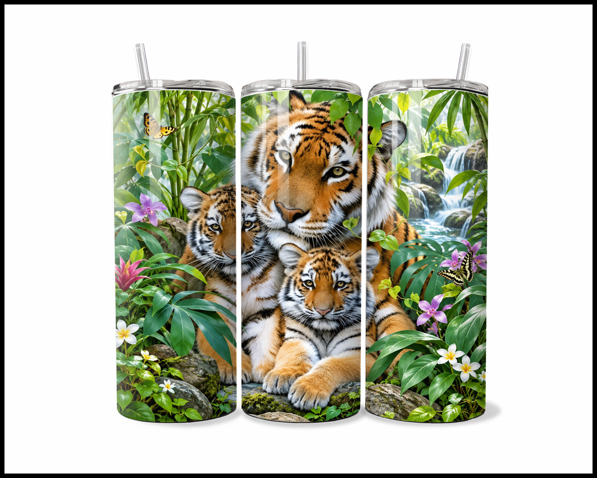 Sunlit Jungle Orchid Haven Stainless Steel Tumbler (6339)