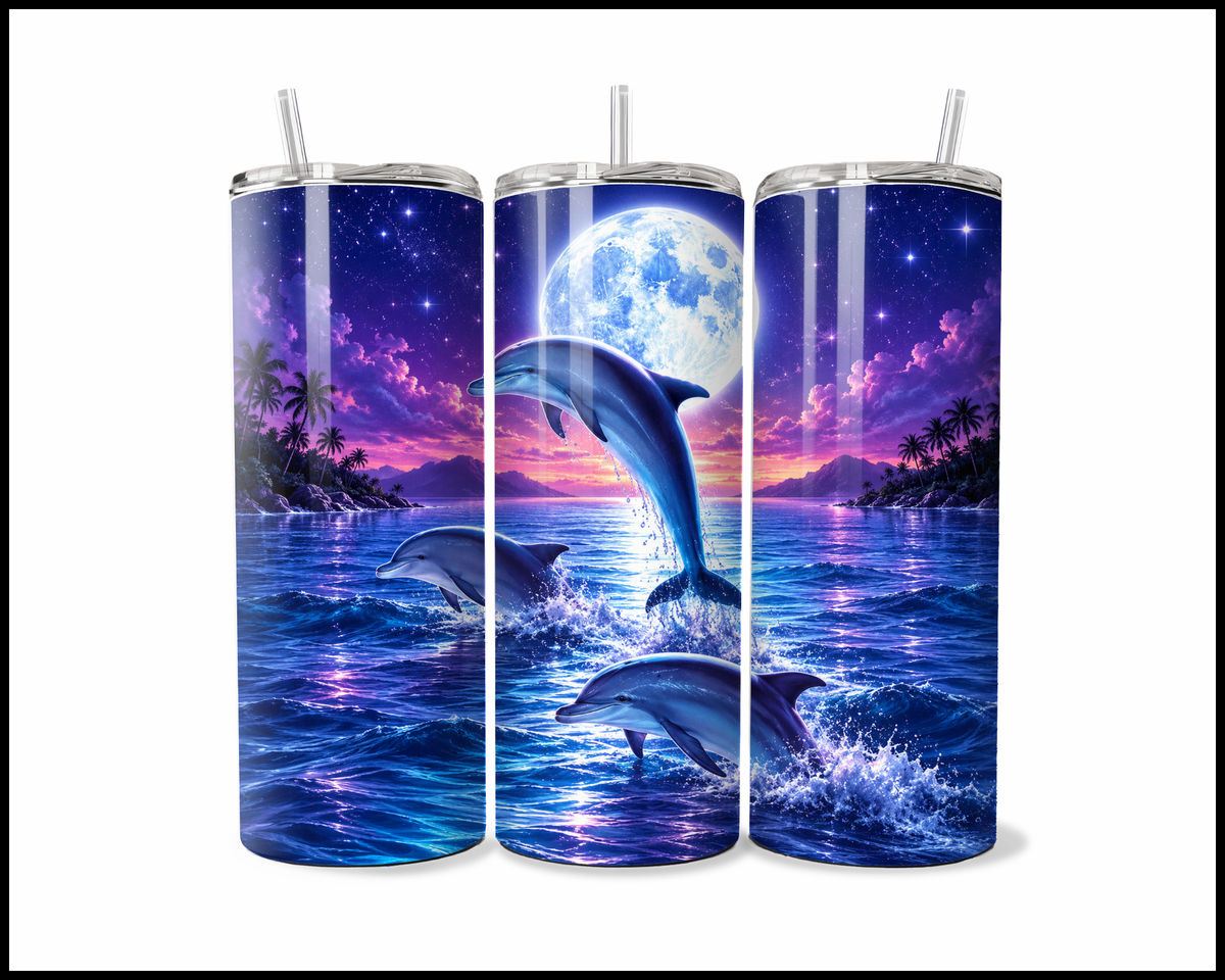 Leap of the Lunar Dolphin Stainless Steel Tumbler (6351)