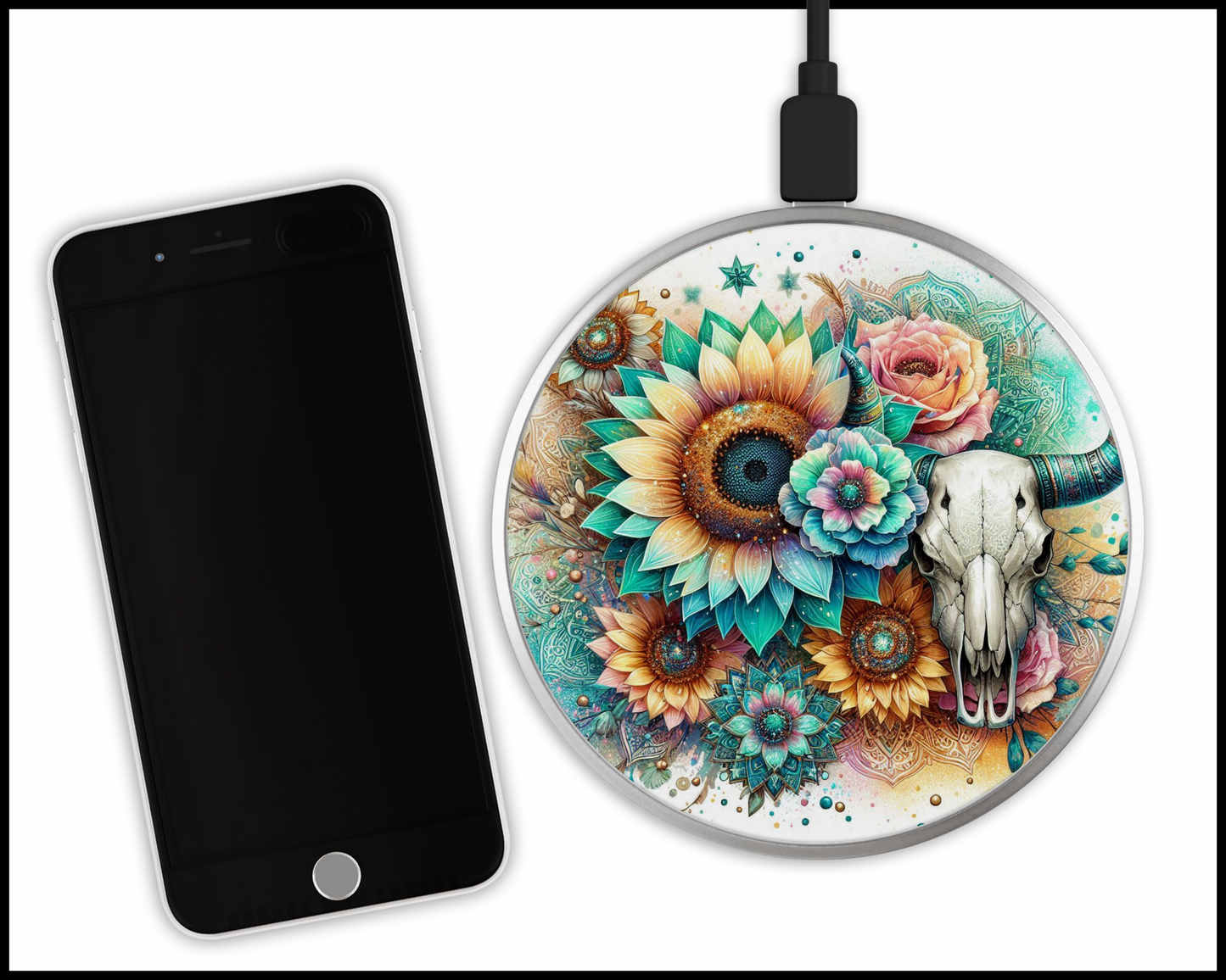 Mandala Sublimated Wireless Phone Charger (467)