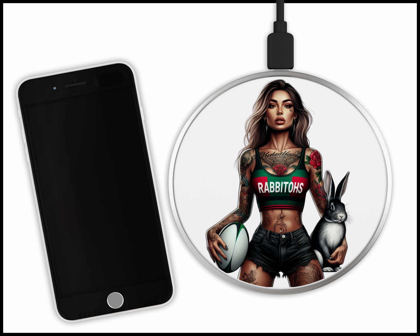 Rabbitohs Sublimated Wireless Phone Charger (407)