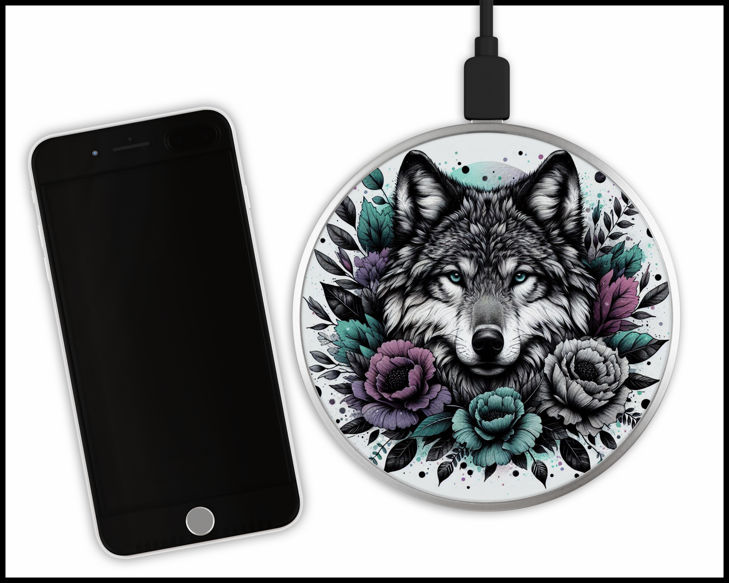 Wolf Sublimated Wireless Phone Charger (070)