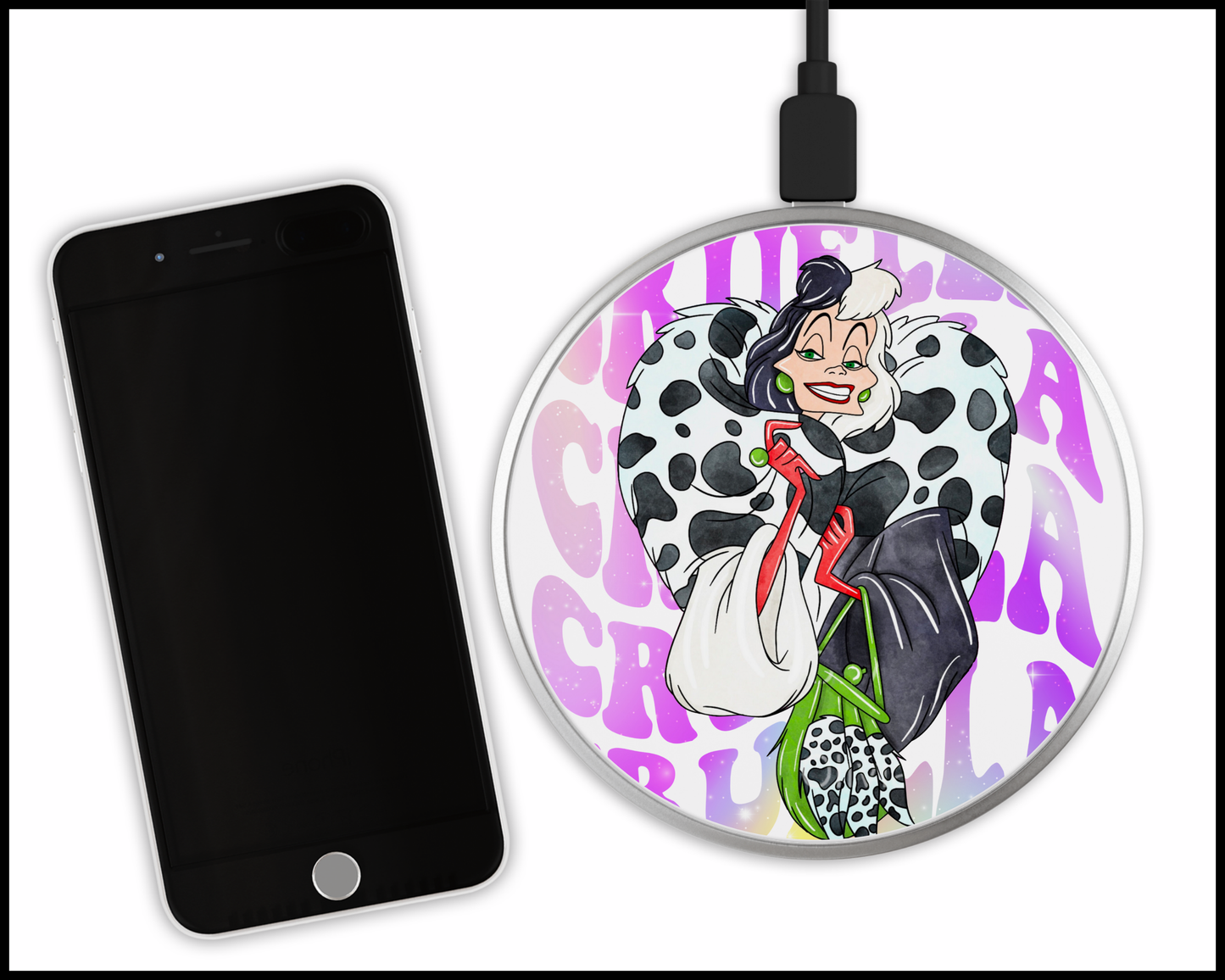 Cruella de Vil Sublimated Wireless Phone Charger (372)