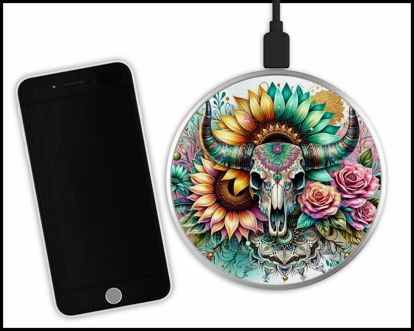 Mandala Sublimated Wireless Phone Charger (473)