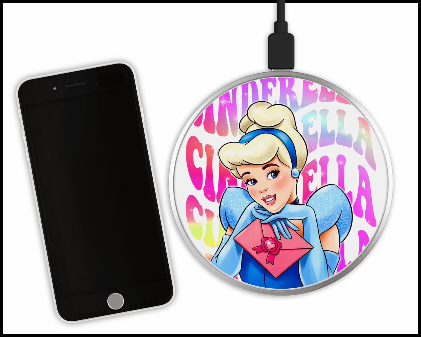 Cinderella Sublimated Wireless Phone Charger (378)