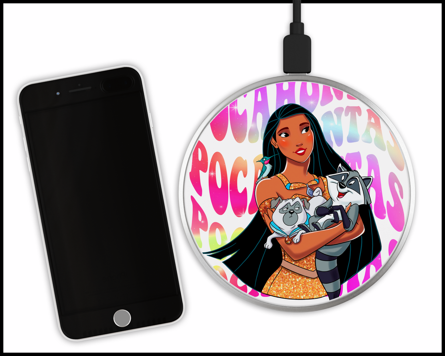 Pocahontas Sublimated Wireless Phone Charger (382)