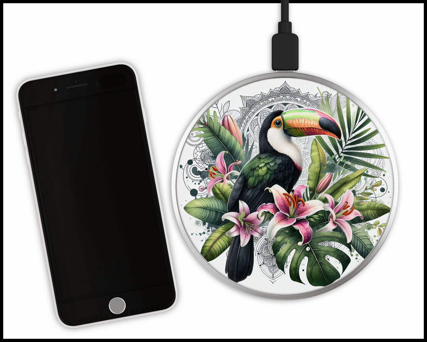 Tropical Toucan Sublimated Wireless Phone Charger (008)