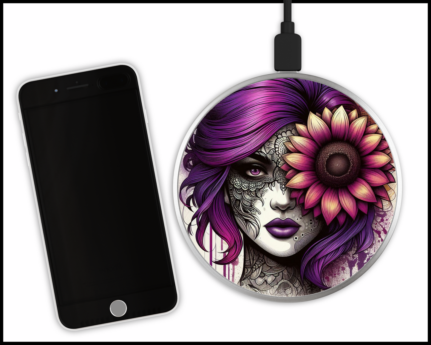 Mandala Women Sublimated Wireless Phone Charger (158)