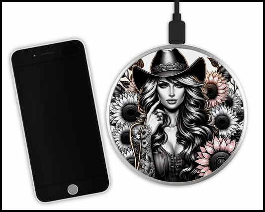 Beautiful Cowgirl Sublimated Wireless Phone Charger (258)