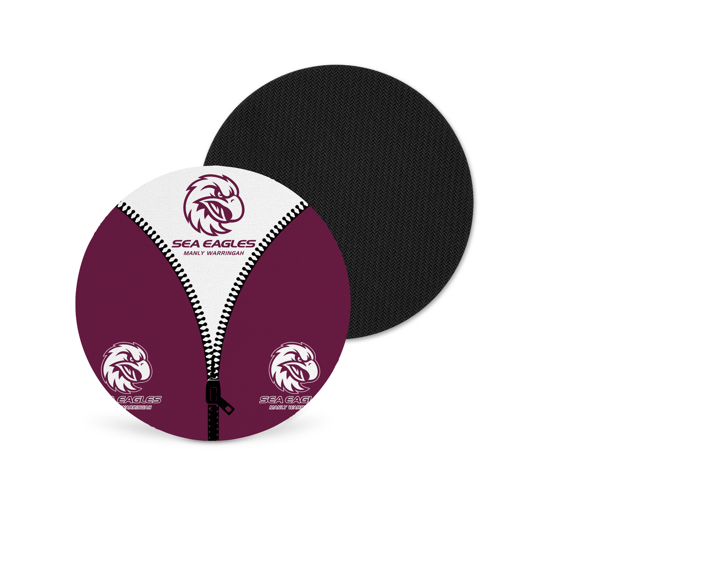 Manly Sea Eagles Zip Up Neoprene Drink Coaster x2 (Round)