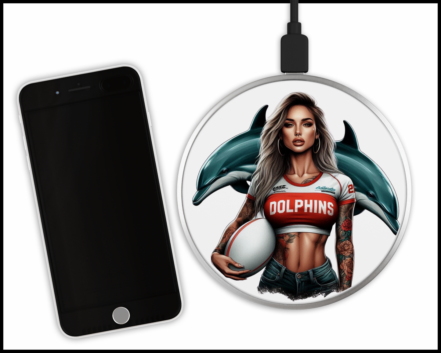 Dolphins Sublimated Wireless Phone Charger (397)